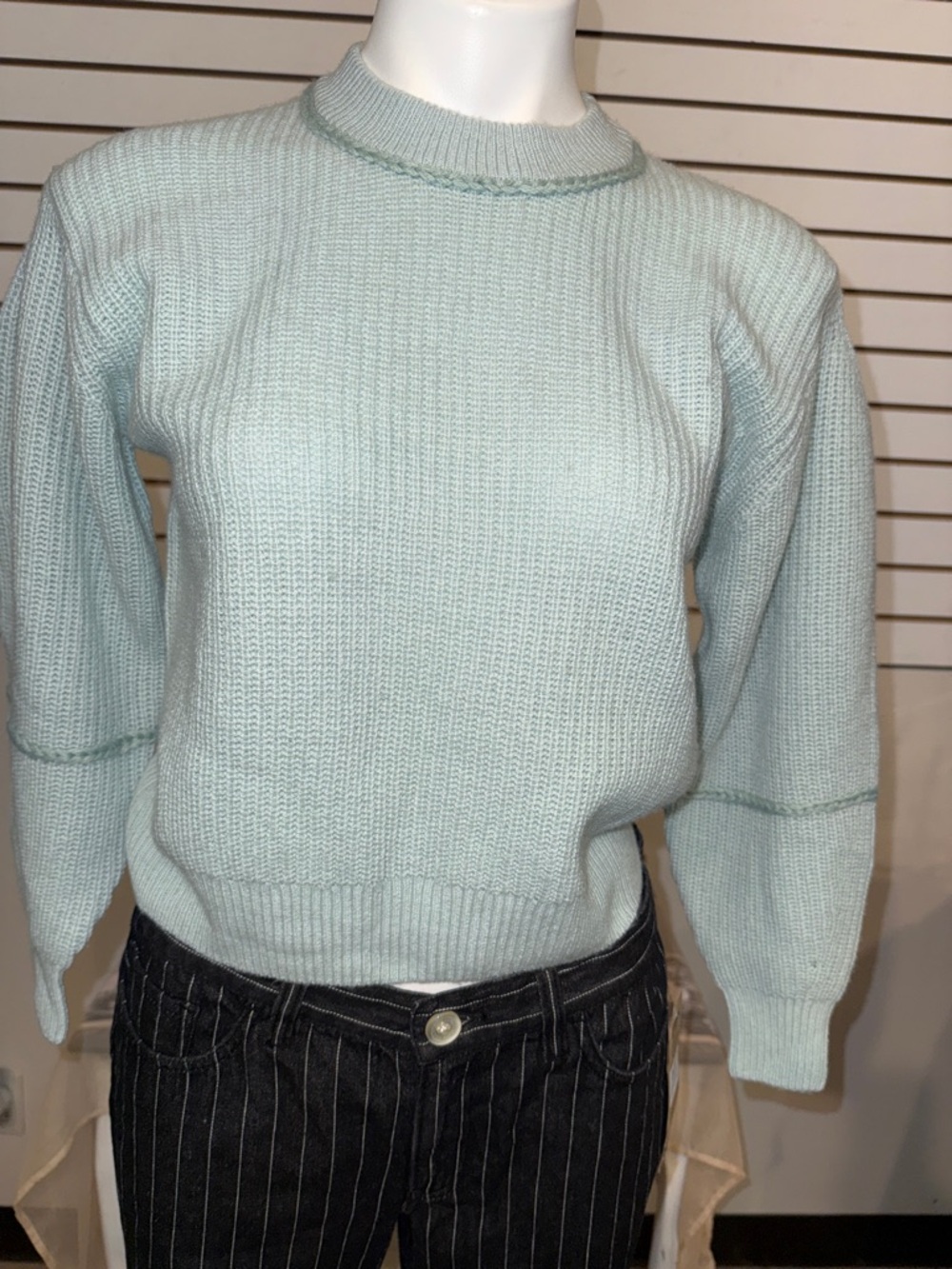 Joie Haze Crewneck Sweater in Light Minty Blue